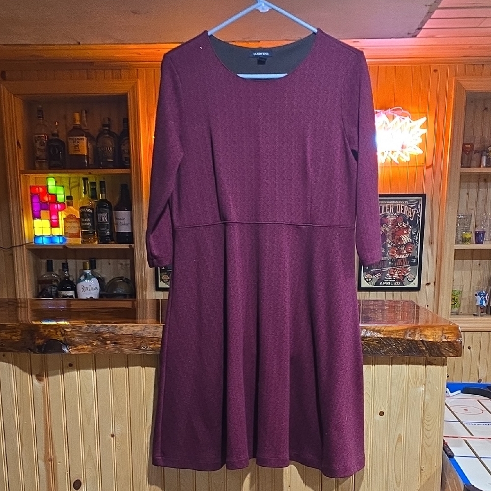 Lands' End Long Sleeve Maroon Dress